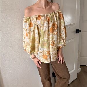 Elegant Floral Off-Shoulder Blouse